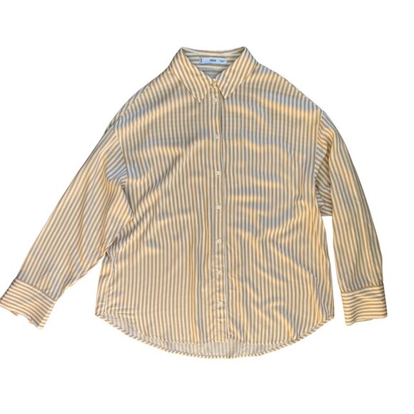MANGO MNG STRIPED SOFT SHIRT BLOUSE FOR BUSINESS OR CASUAL OR VACATIONWEAR - Picture 5 of 6